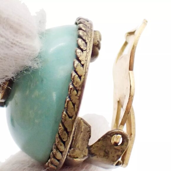 CHANEL CC Logo Color Stone Round Button Earrings Clip-On 00A Blue GHW 34KA602 - Picture 10 of 15